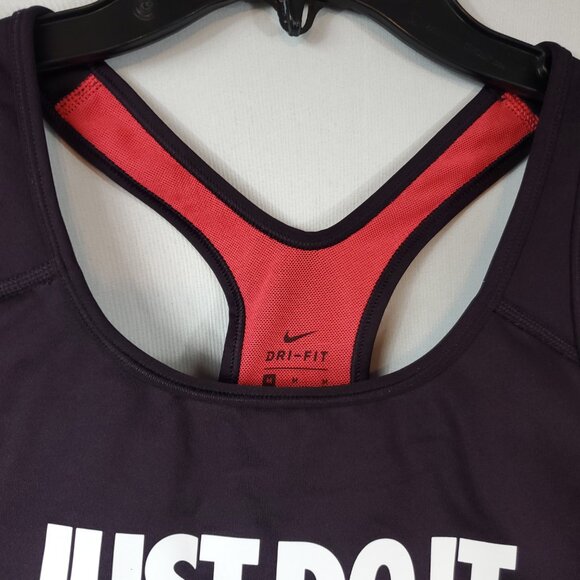 Just Do It Nike Dri Fit Black Red Sports Bra Womens Sz Medium - Picture 3 of 7